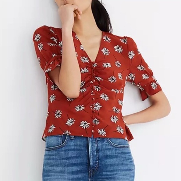 Silk Madewell daisy print top size 00 - Picture 1 of 6